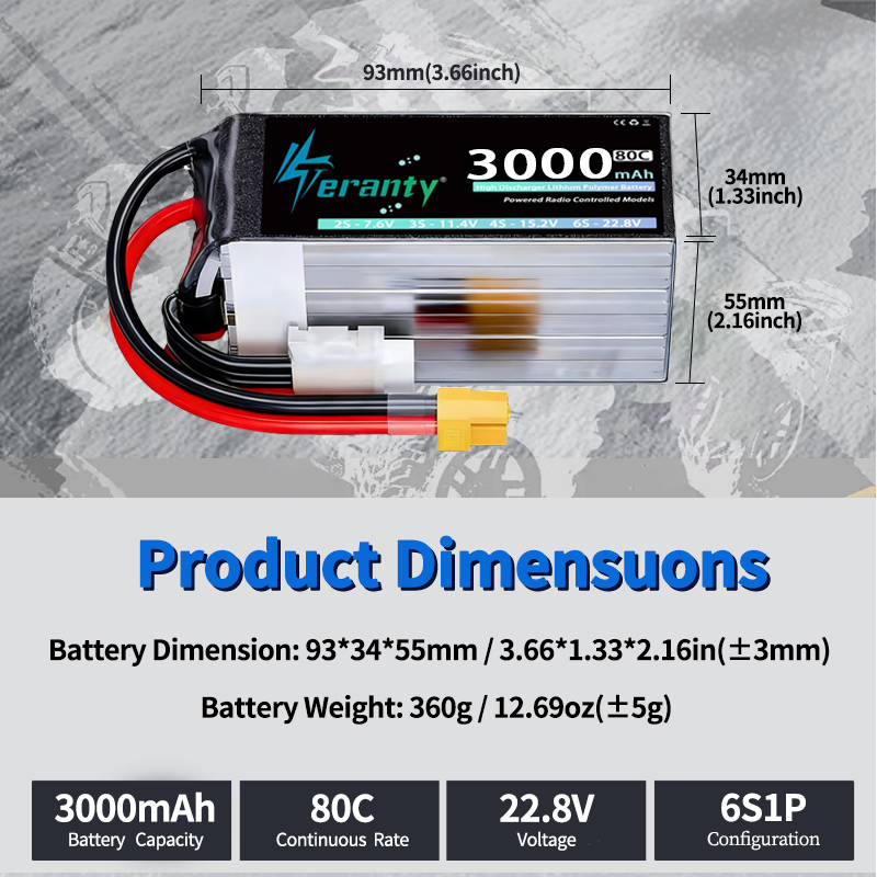 TERANTY 6S 22.8V 3000mAh 80C/1 - Drone Battery 6S incelemesi ve fiyatı